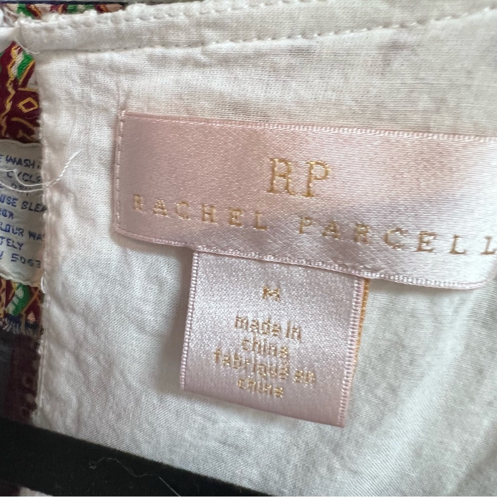 RACHEL PARCELL Cottagecore White Eyelet Ruffle Accent Puff Sleeve Summe Blouse M - Picture 10 of 10